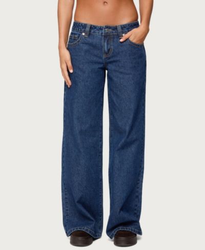 Edikted Women's Raiyne Low Rise Wide Leg Jeans