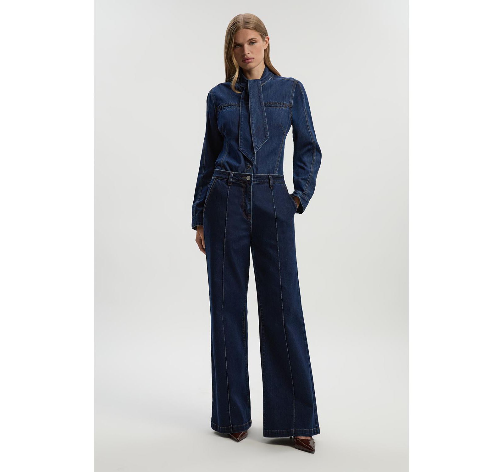 Блузка Karen Millen Women's Denim Pussybow