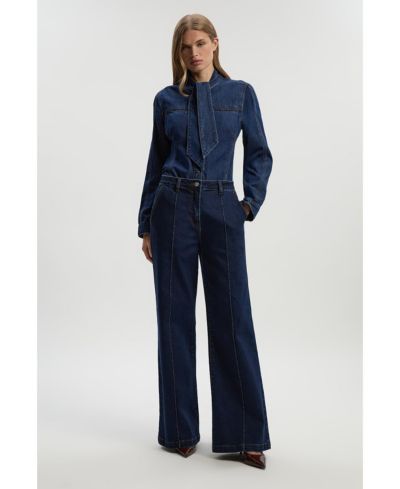 Блузка Karen Millen Women's Denim Pussybow
