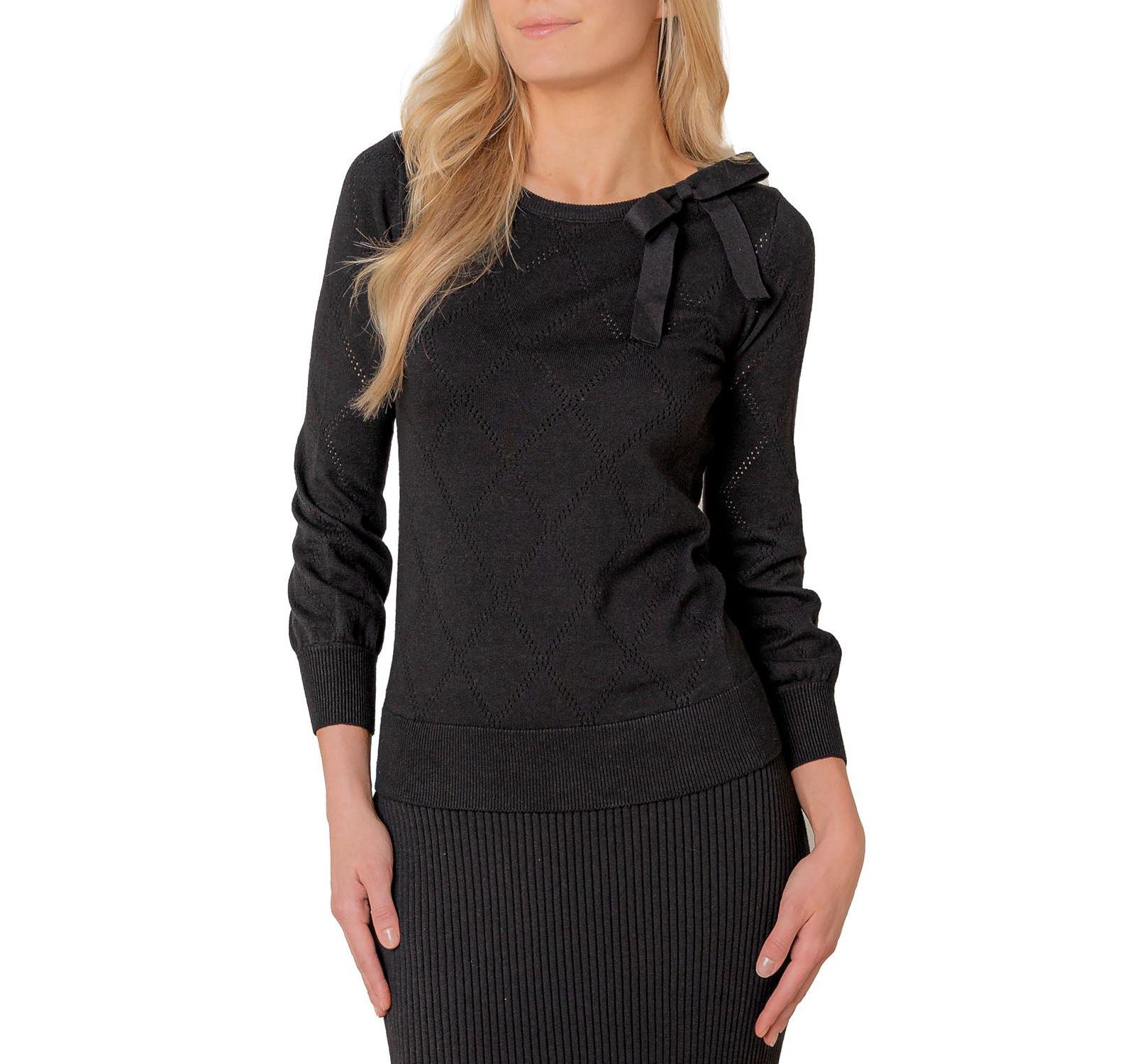 Hope & Henry Women's Hope and Henry Organic Bow Detail Pointelle Sweater