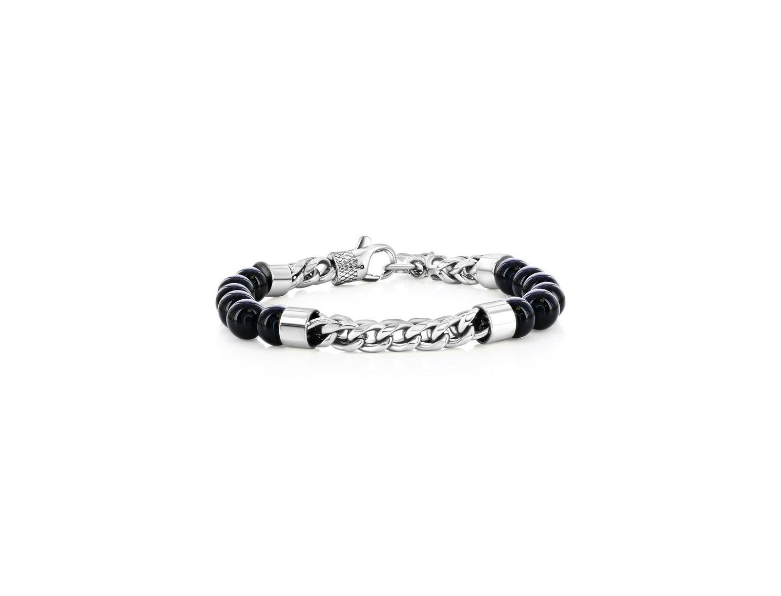 Metallo Stainless Steel Genuine Bead & Chain Bracelet