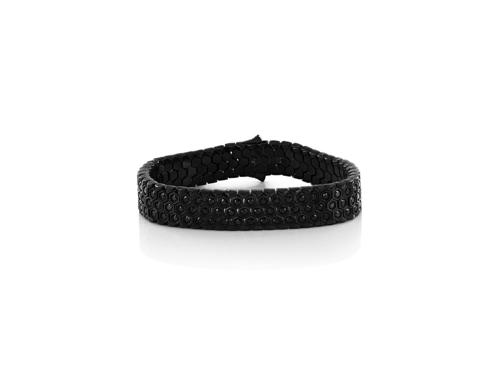 Metallo Stainless Steel Honey Comb Design CZ Bracelet