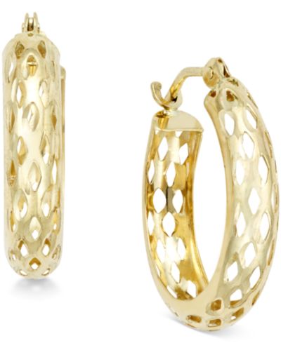 Серьги-кольца Macy's Diamond-Cut Mesh 10k Gold