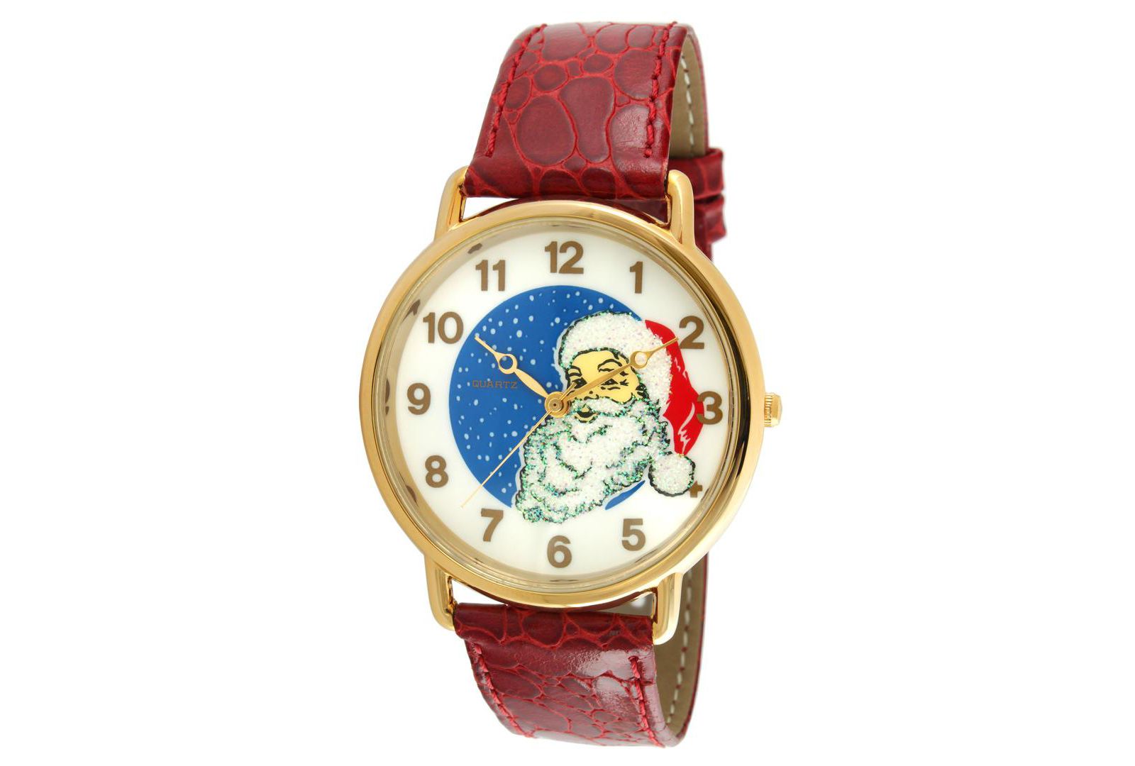 Peugeot Унисекс кварцевые часы Santa Claus, красный кожаный ремешок, 34mm
