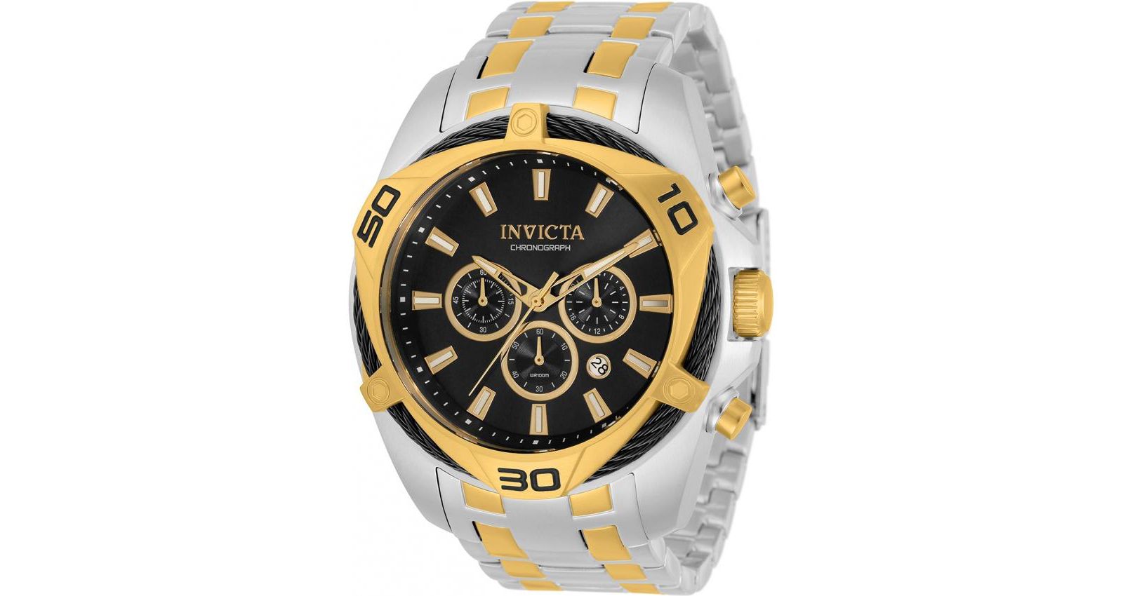 Invicta Men's Quartz Chronograph Bolt Watch, Two-Tone Stainless Steel Strap, 50mm Round Case