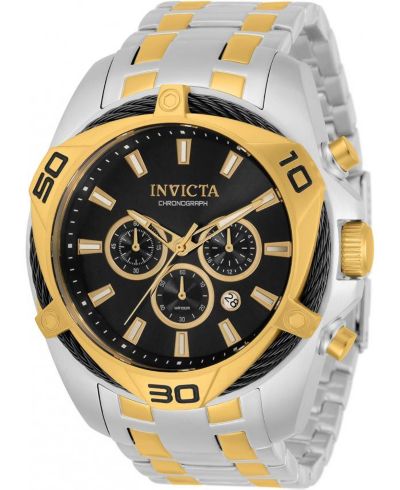 Invicta Мужские кварцевые часы Bolt Chronograph, двухцветный корпус из нержавеющей стали, 50mm Round Case