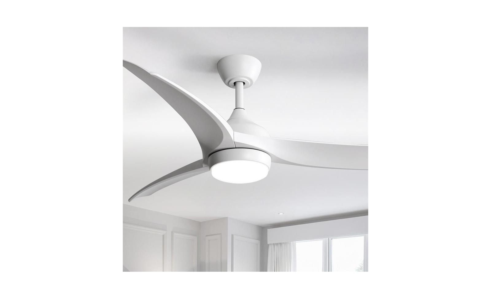 Sofucor 52-inch Modern White Standard 3-Blade Ceiling Fan With Remote and Led Light