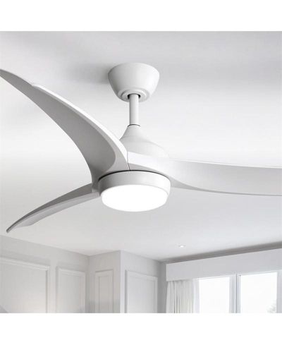 Sofucor 52-inch Modern White Standard 3-Blade Ceiling Fan With Remote and Led Light