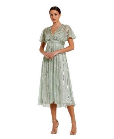 Платье Mac Duggal Women's Embellished Short Sleeve Empire Waist