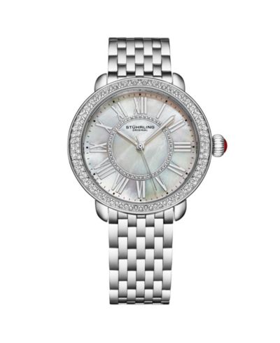 Женские кварцевые часы Stuhrling Regalia 40mm – Белый перламутровый циферблат, стальной браслет