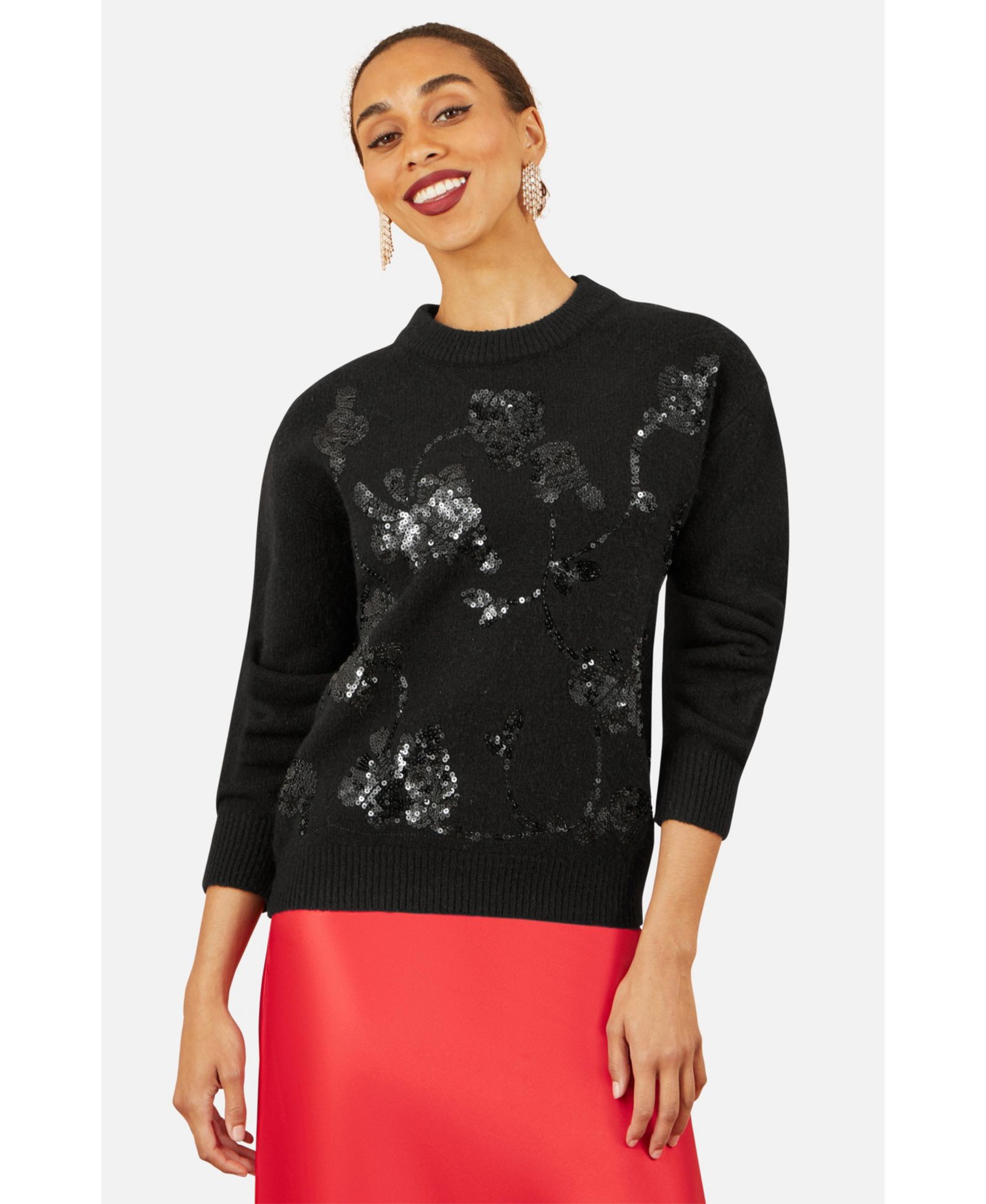Женский свитер Yumi Relaxed Fit Floral Sequin