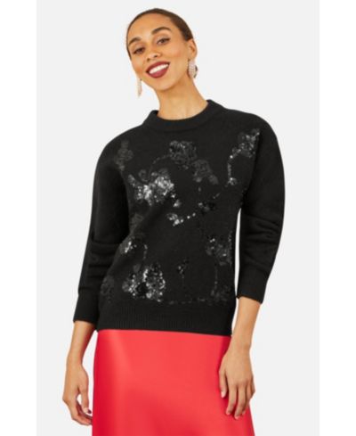 Женский свитер Yumi Relaxed Fit Floral Sequin