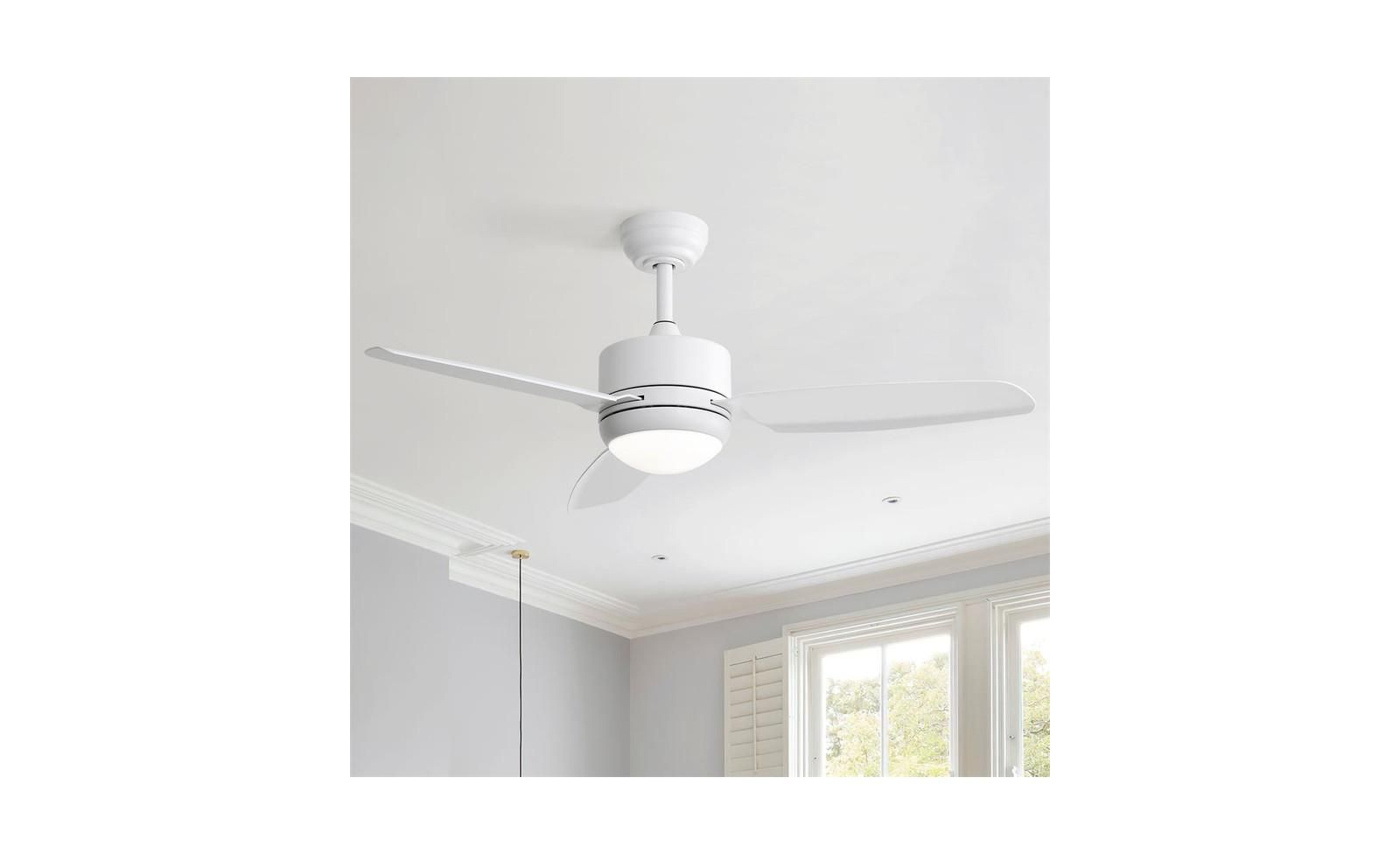 Sofucor 46-inch Modern White 3-blade Ceiling Fan with LED Light with Six-speed Remote Control