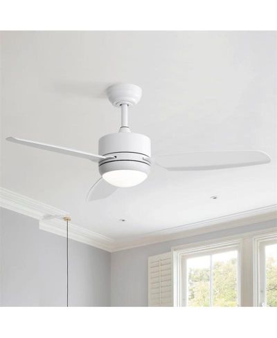 Sofucor 46-inch Modern White 3-blade Ceiling Fan with LED Light with Six-speed Remote Control