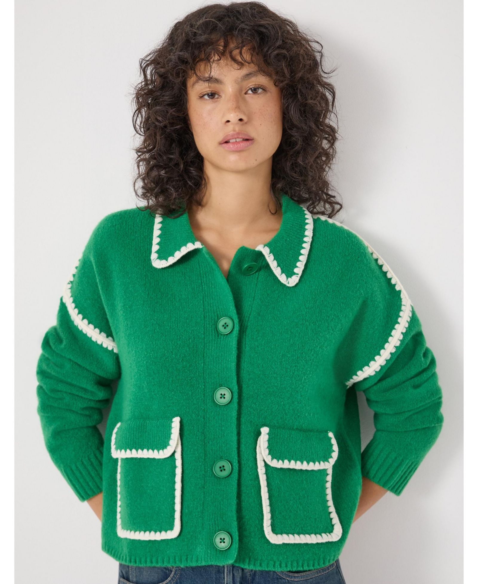 Hush Женский жакет-рубашка wool blend whipstitch trim