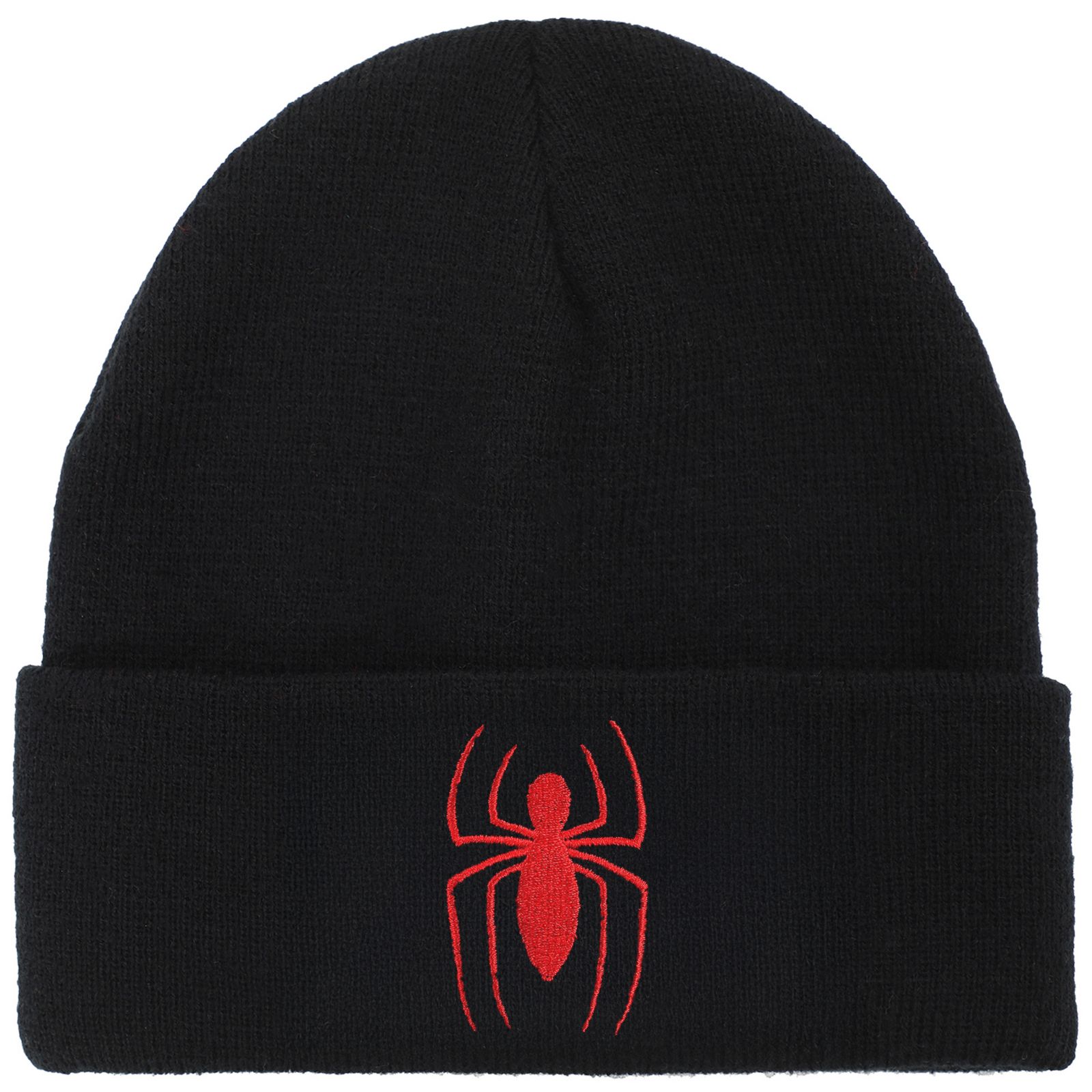 Spider-Man Men's Spiderman Logo Embroidery Standard Cuff Acrylic Knit Beanie Cuff Beanie