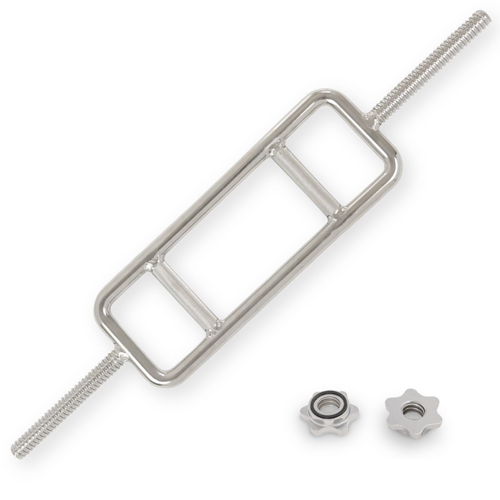 Sunny Health & Fitness 34” Threaded Chrome Tricep Bar with Star-Lock Collars
