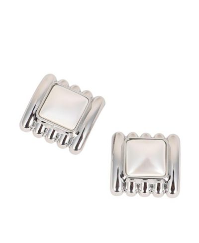 Women's The Ribbed-Diane Stud Earrings - Chrome