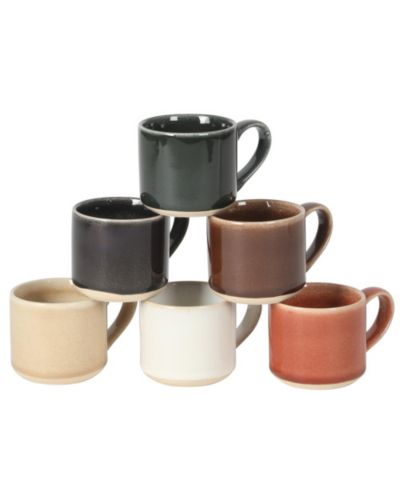 Mr. Coffee Espresso Whims 6 Piece 4 OZ Reactive Glaze Espresso Cup Set