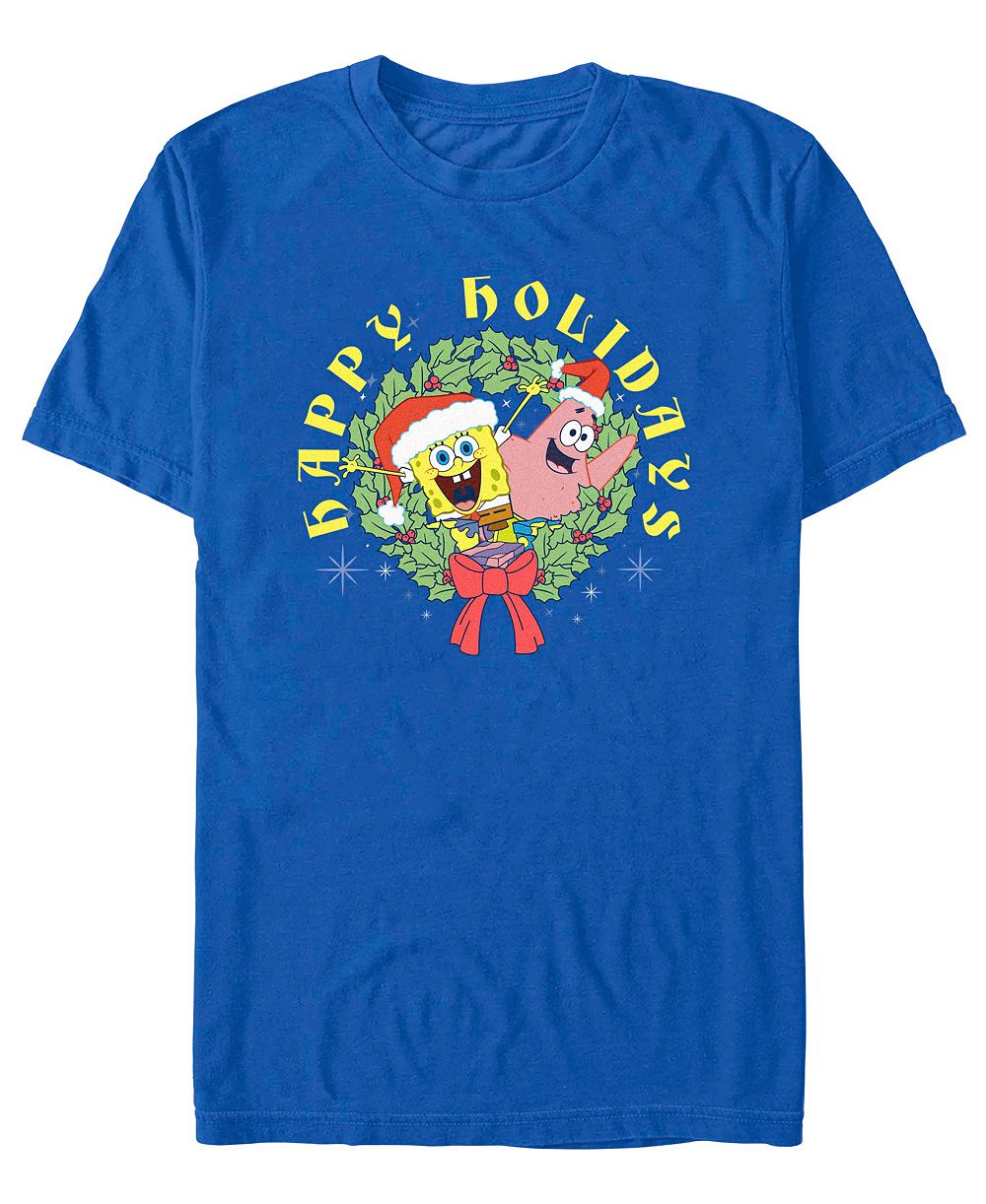 Мужская футболка Fifth Sun с графическим принтом SpongeBob Holiday Wreath Joy на Рождество