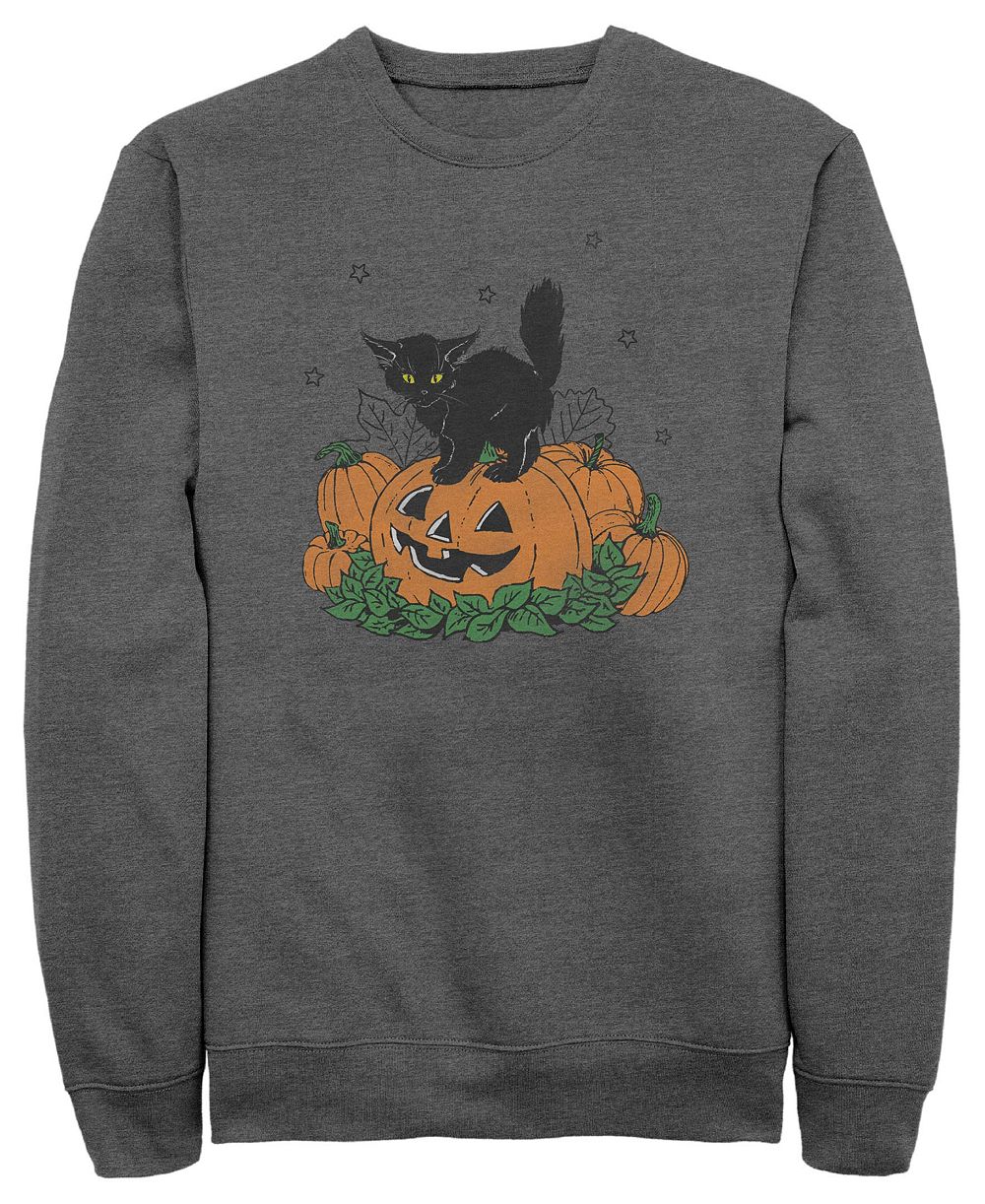 Fifth Sun мужской свитшот из хлопковой смеси с круглым вырезом и принтом "Pumpkin Kitty"