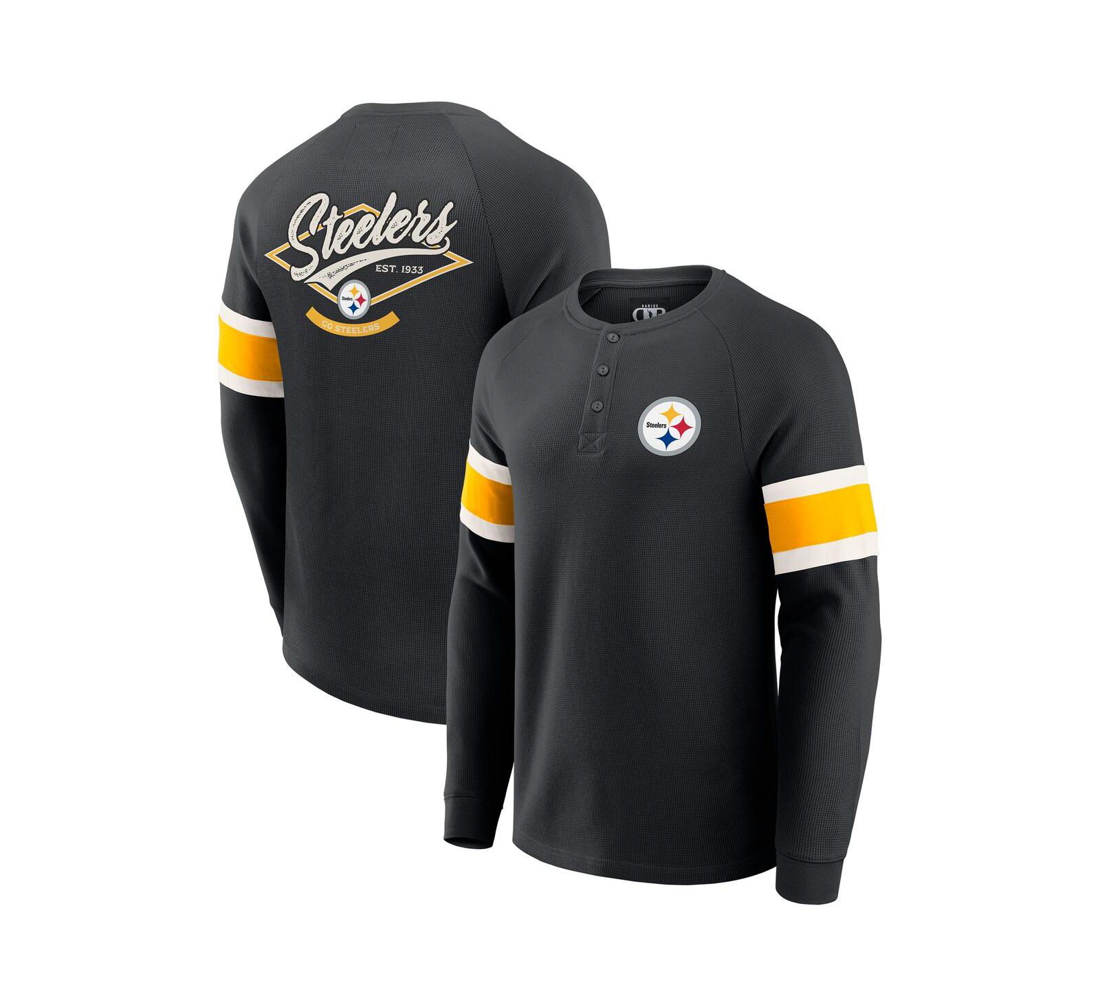 Мужская футболка Fanatics Pittsburgh Steelers Waffle-Knit Raglan Long Sleeve Henley