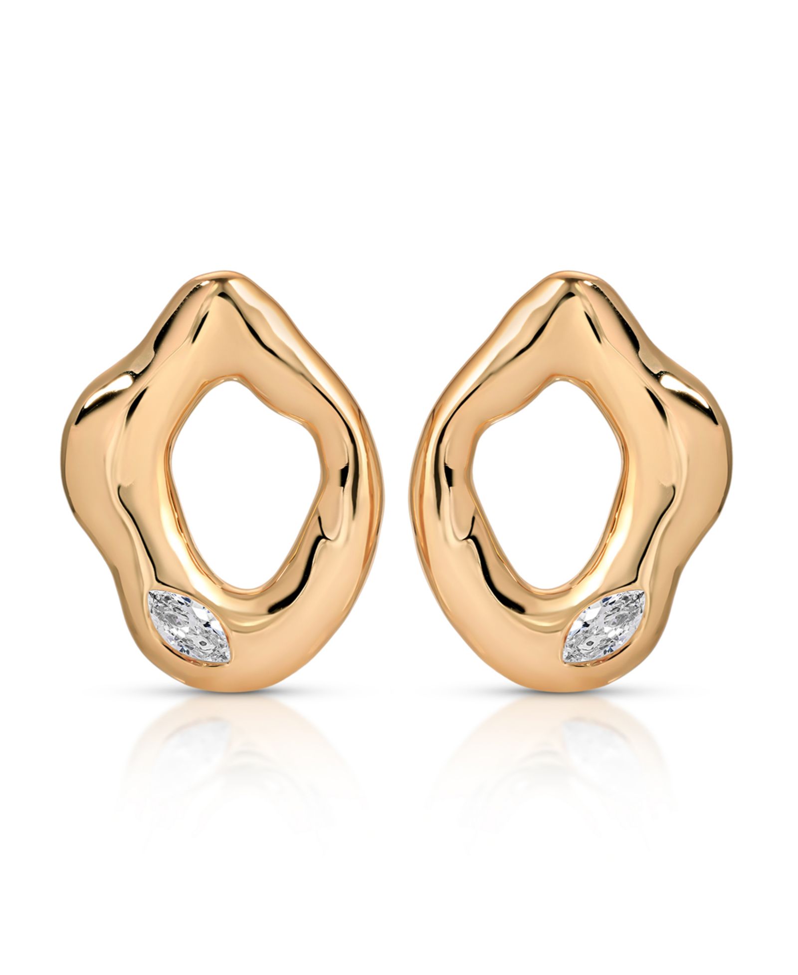 Серьги-гвоздики ETTIKA Melting Metal Crystal Stud