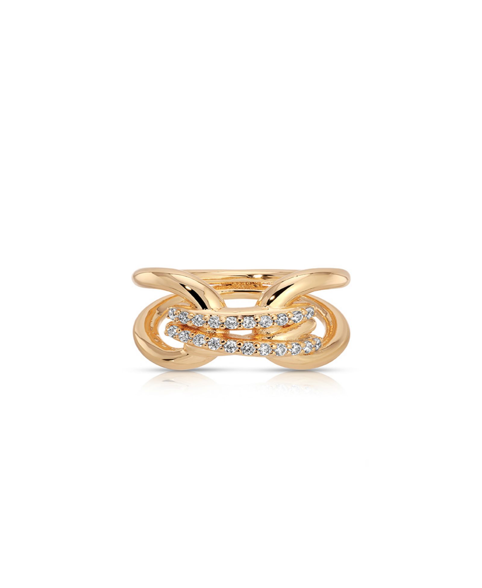 ETTIKA Gold Plated Double Sparkle Ring