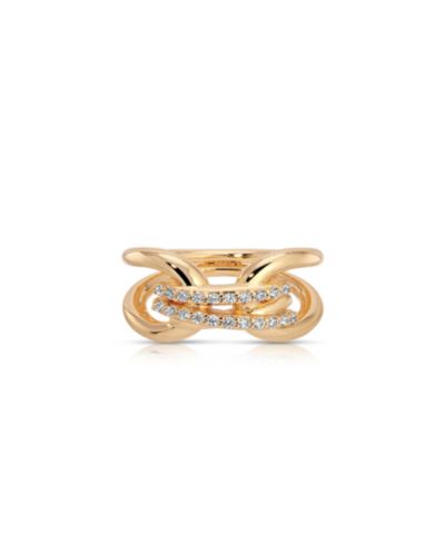 ETTIKA Gold Plated Double Sparkle Ring