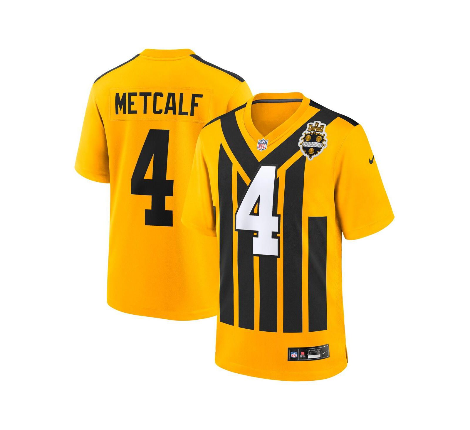 Nike Мужская игровая джерси DK Metcalf Gold Pittsburgh Steelers Alternate 1933 Throwback