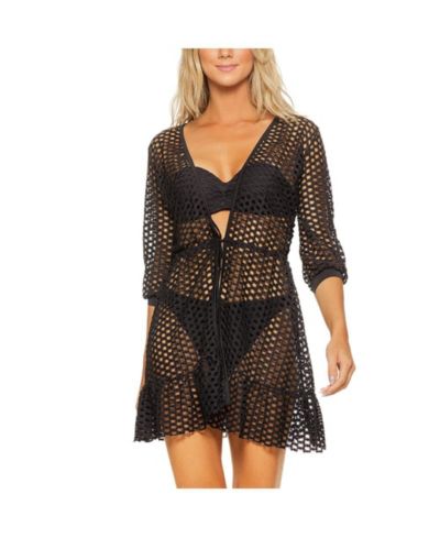 Женская пляжная накидка Guria Beachwear с сетчатым переплетением и рюшами