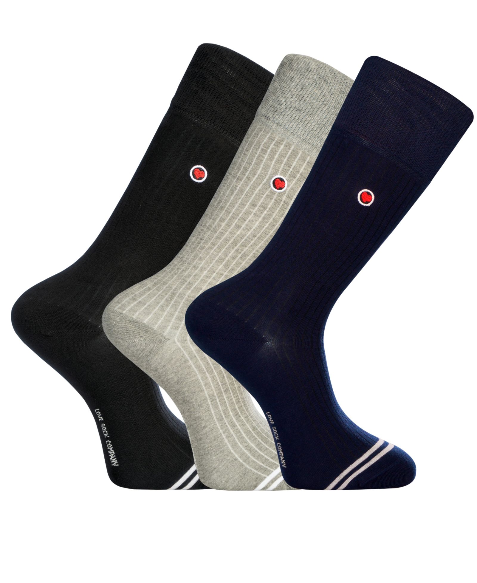 Love Sock Company Men's Solid Socks, 3-Pack