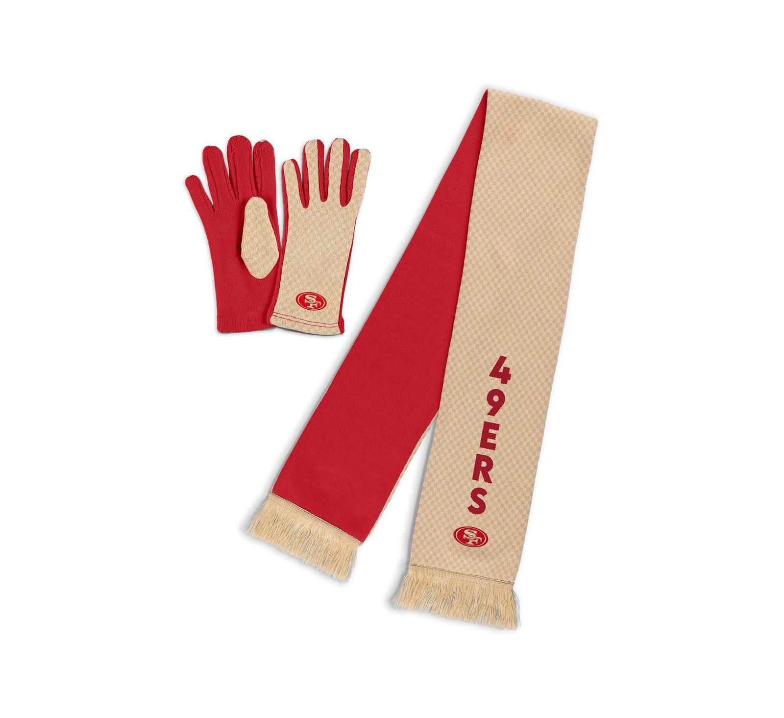 WEAR by Erin Andrews Women's San Francisco 49ers Tonal Scarf Glove Set