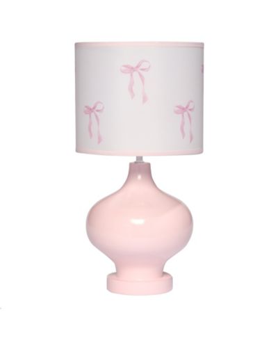 Lambs and Ivy Coquette Floral Aesthetic Pink Bows Lamp с абажуром