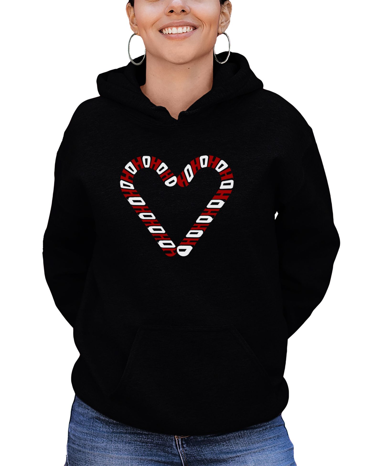 LA Pop Art Women's Candy Canes Word Art Long-Sleeve Sweatshirt