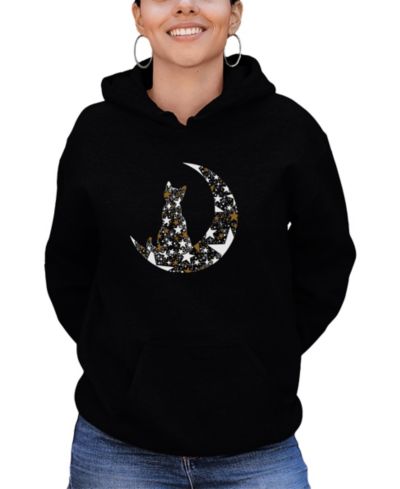Женский свитшот LA Pop Art Cat Sitting On Moon Word Art Long-Sleeve