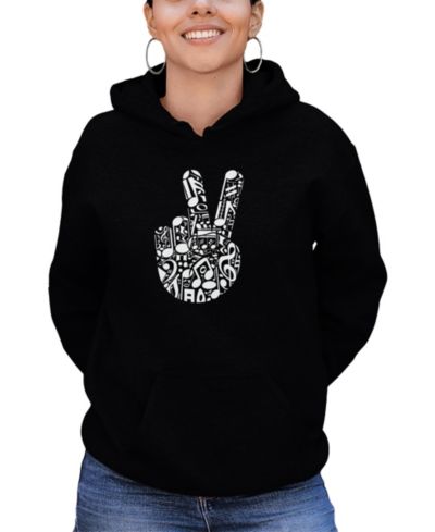 LA Pop Art Женское свитшот с длинным рукавом Peace Finger Notes Word Art