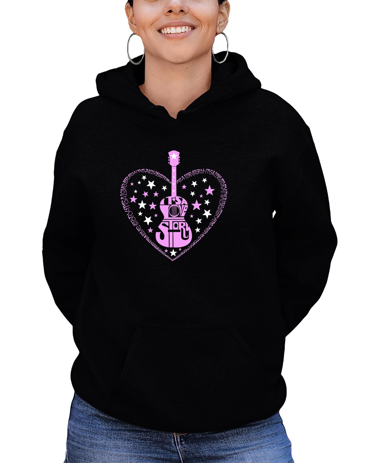 Женская толстовка LA Pop Art Women's It's A Love Story Word Art Long-Sleeve Sweatshirt