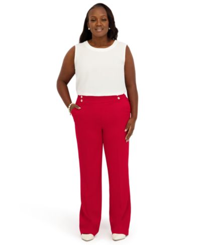 Kasper Women's Crew Neck Sleeveless Top, Regular and Plus Size