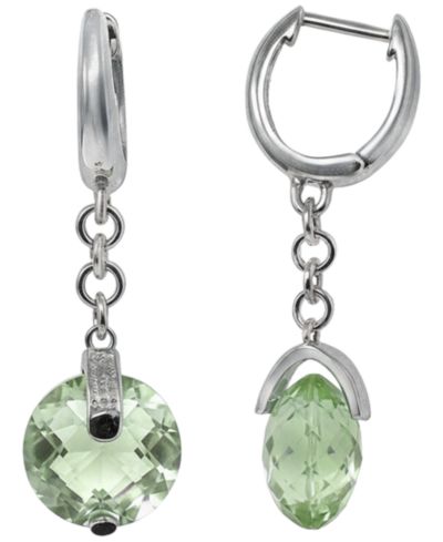 Серьги Macy's Green Amethyst (8 ct. t.w.) & Diamond Accent из стерлингового серебра