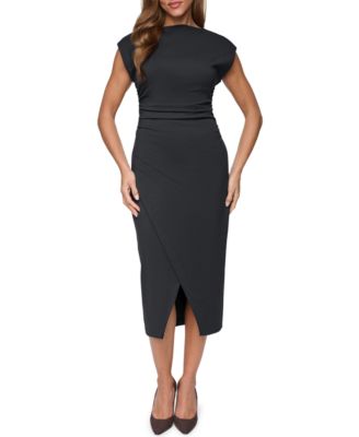 Vince Camuto Women's Funnel Neck Shirred Waist Bodycon Dress