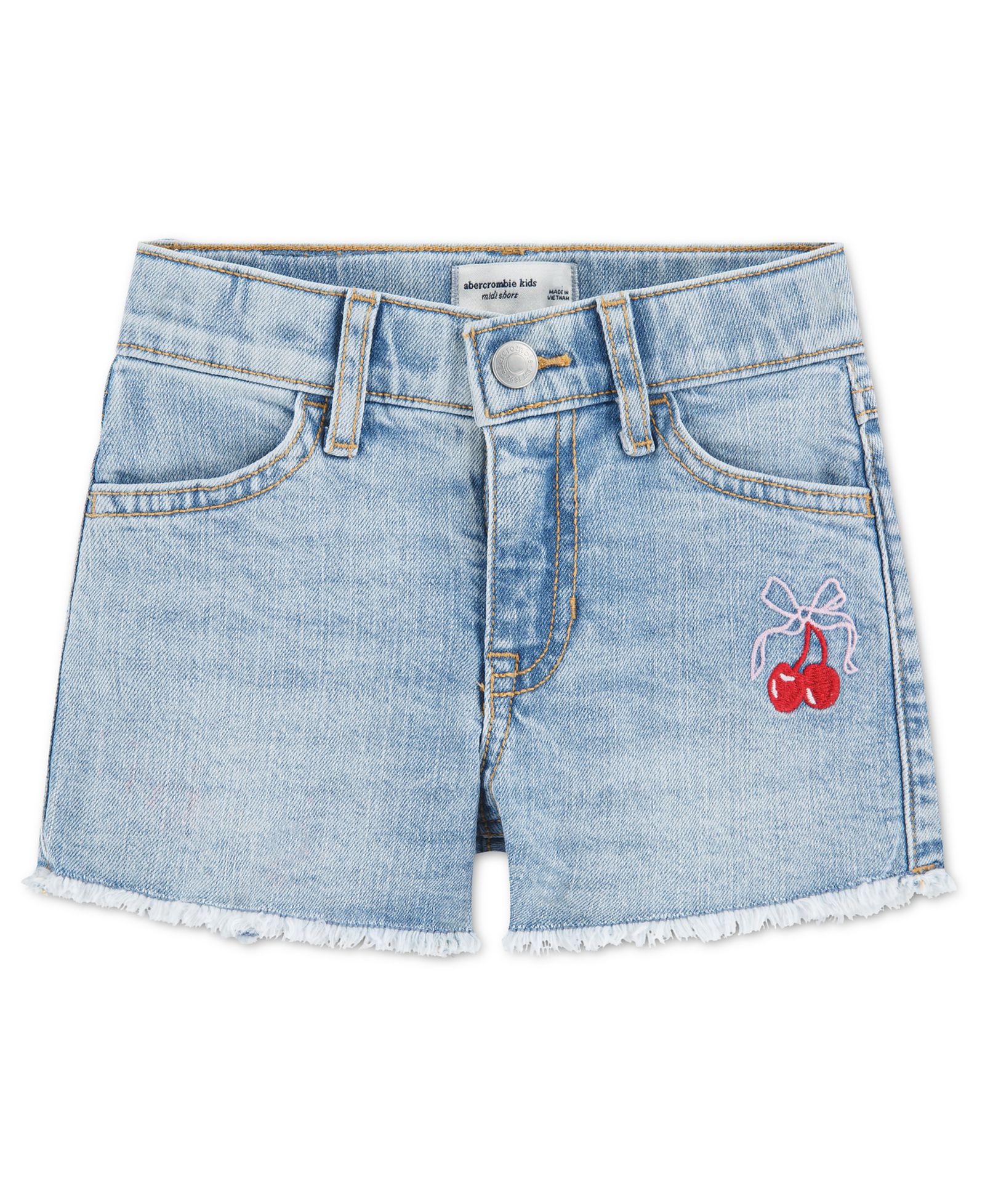 abercrombie kids Детские джинсовые шорты с вишней и бантом, 2T-5T