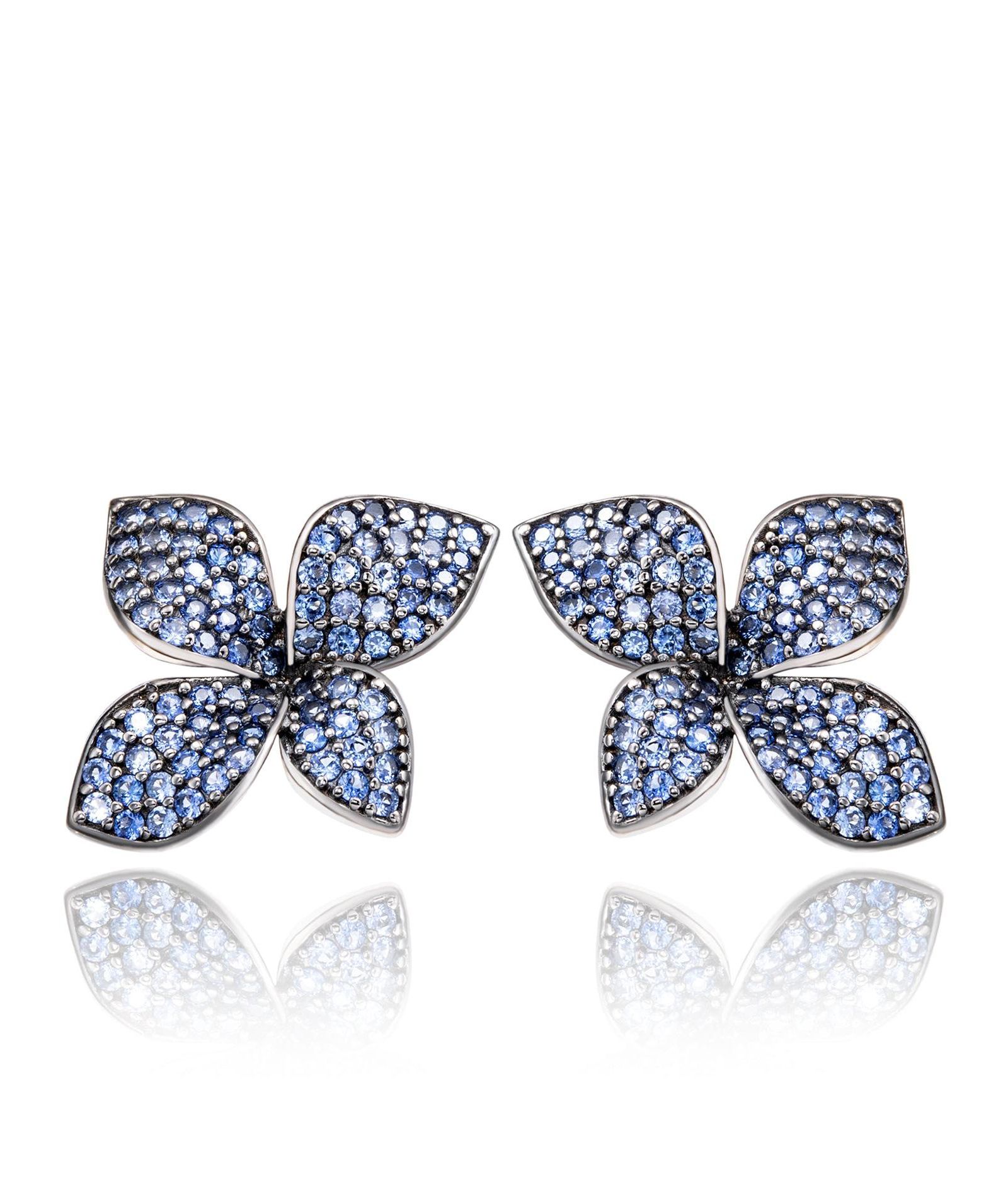 Серьги Suzy Levian Sterling Sapphire Flower