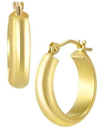 Macy's серьги-кольцо Polished Hoop из желтого золота 18k