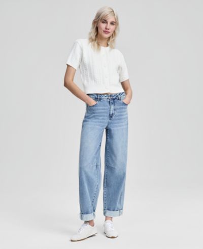 And Now This Petite Cuffed Barrel Jeans, Macy's Exclusive