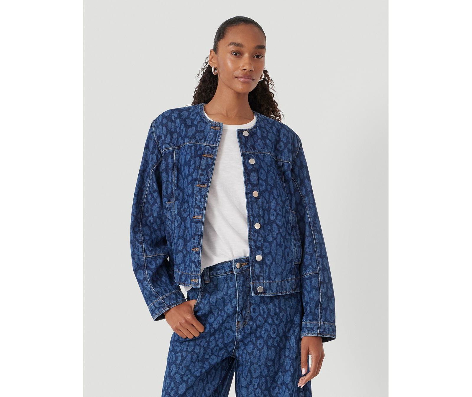 Hush Women's Velma Leopard Print Denim Jacket