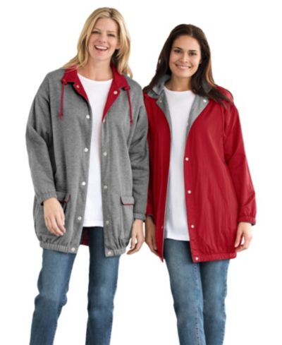 Женская двусторонняя куртка Woman Within Plus Size Fleece Nylon Reversible