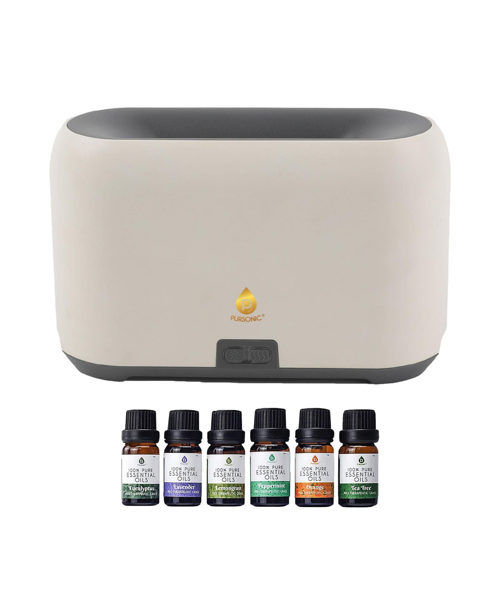 Pursonic FlameGlow Aromatherapy Diffuser & 6-Pack Essential Oils Wellness Bundle - Pure Relaxation with Light, Scent & Serenity