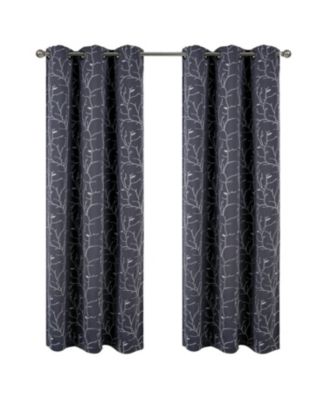Декоративная штора RT Designer Collection Luciana, черная, с вышивкой и люверсами, 54" x 84"