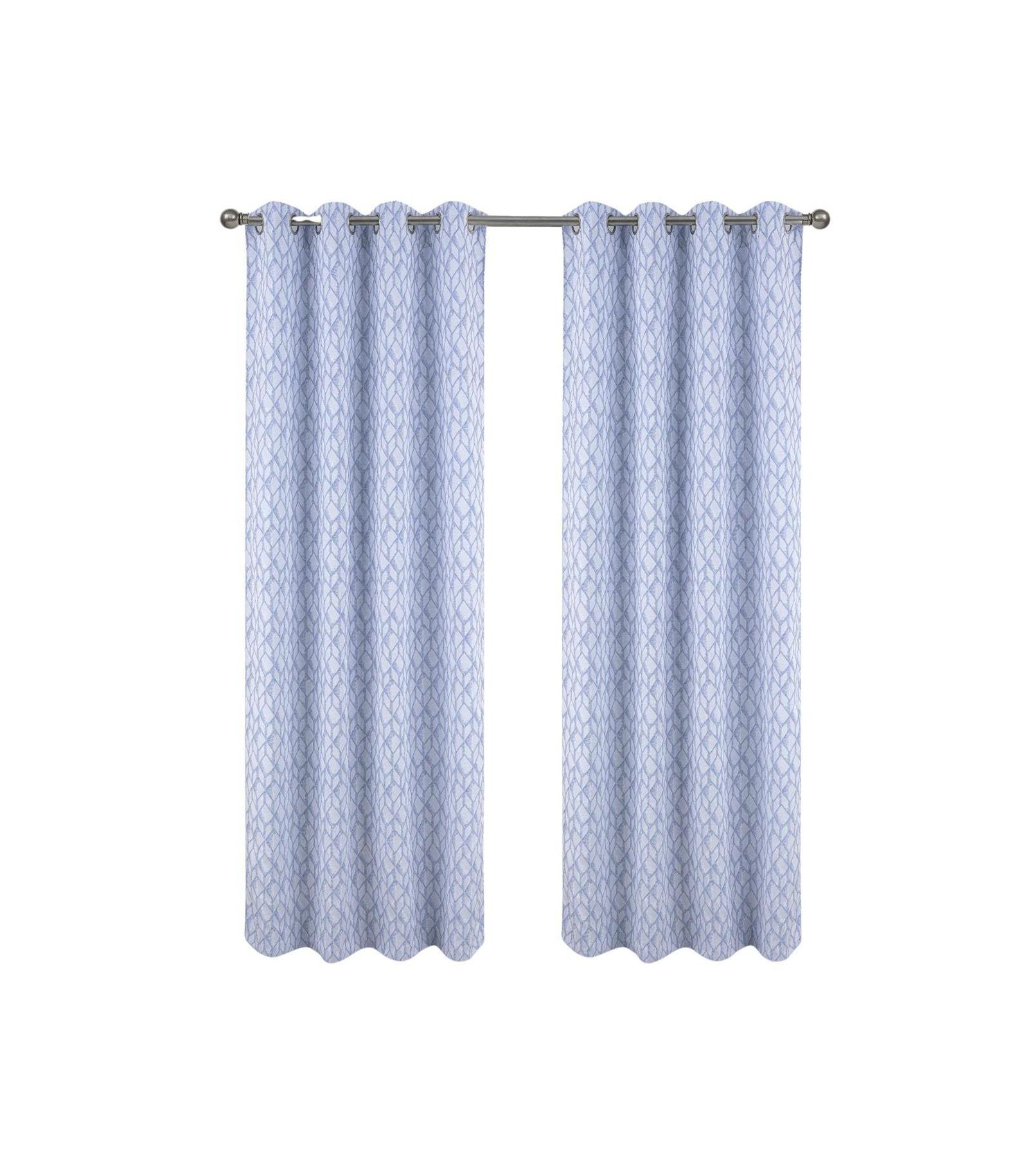 RT Designer Collection Cubix Jacquard Grommet Luxurious Modern Design Curtain Panel 54" x 84" Blue